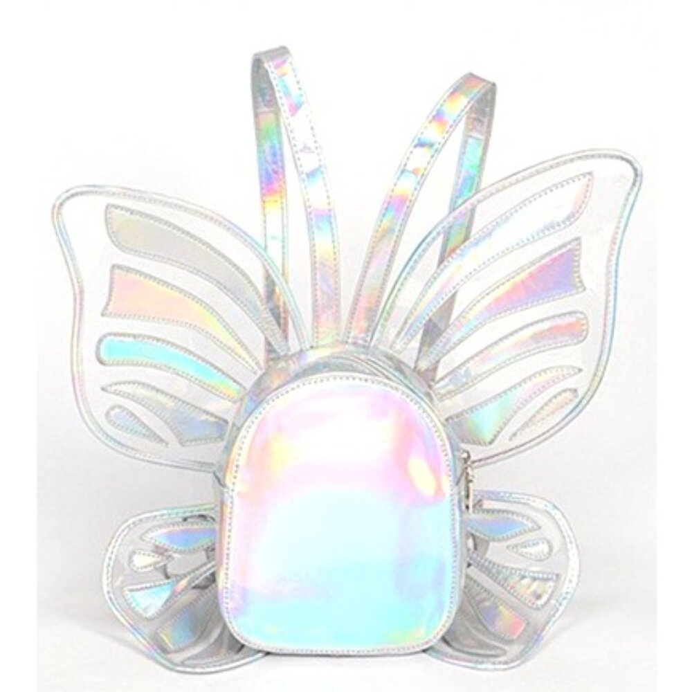 BNWT Brand New Iconic Shiny Butterfly Backpack - Silver